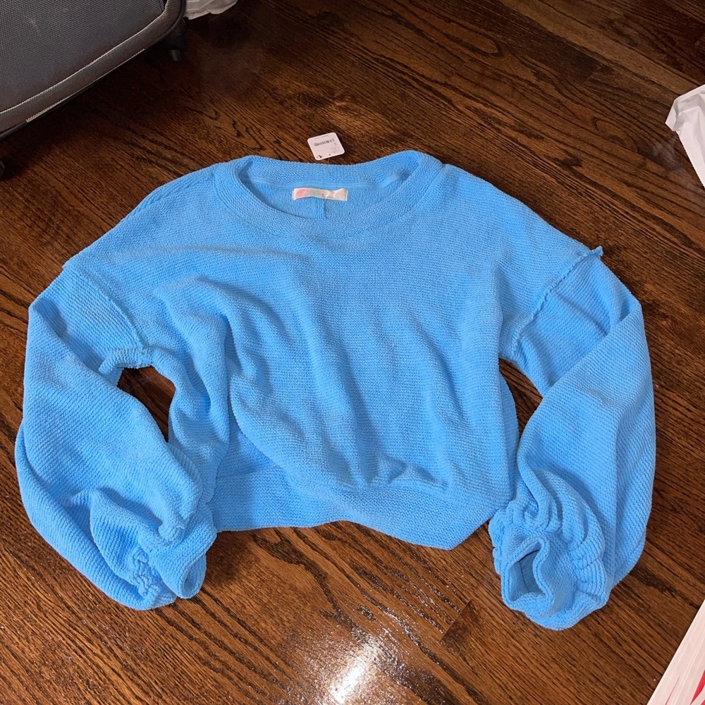 Free People Beach Swearer Sweatshirt Small Blue